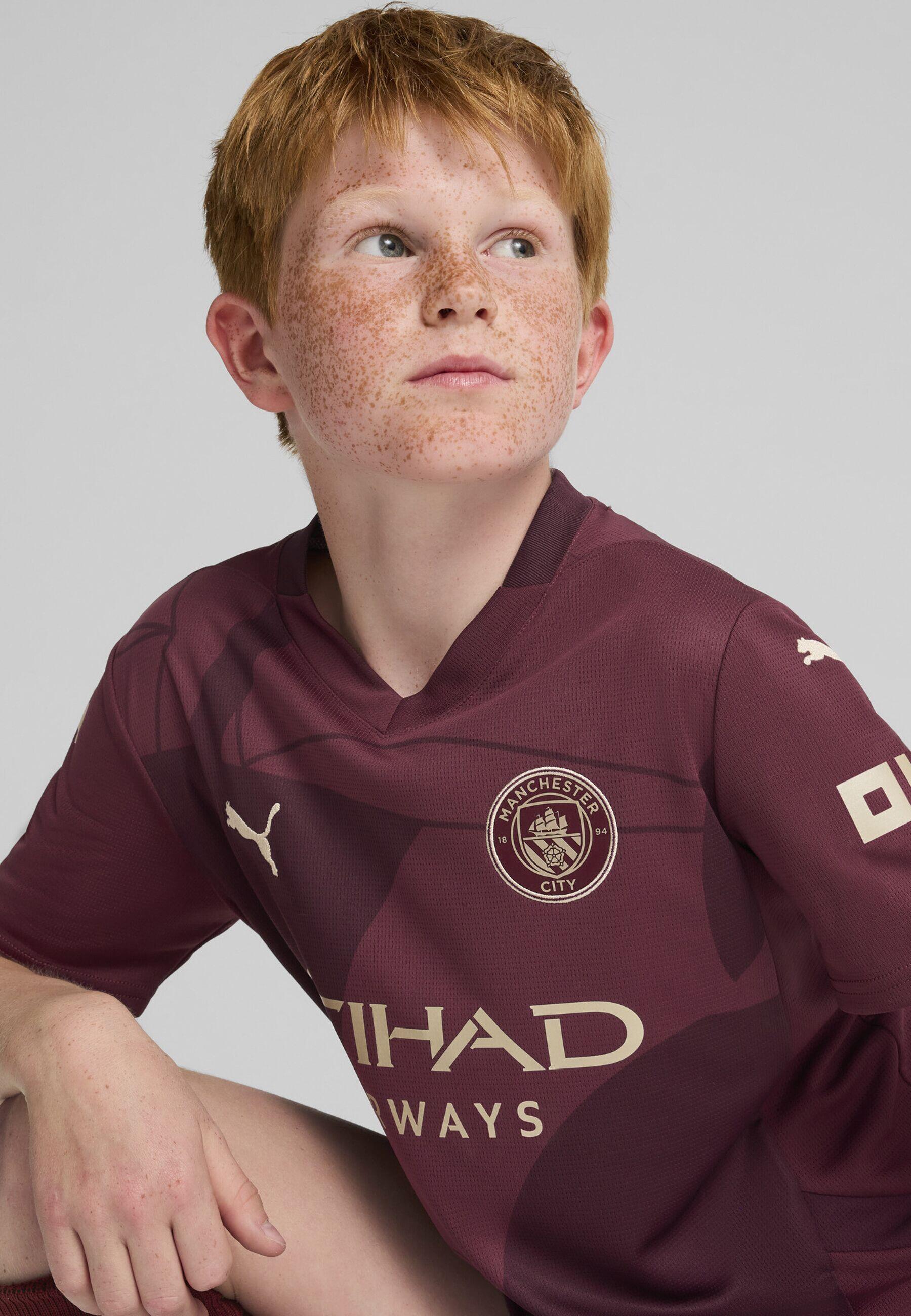 Manchester city 24/25 terceira camisola jovem puma dark jasper red