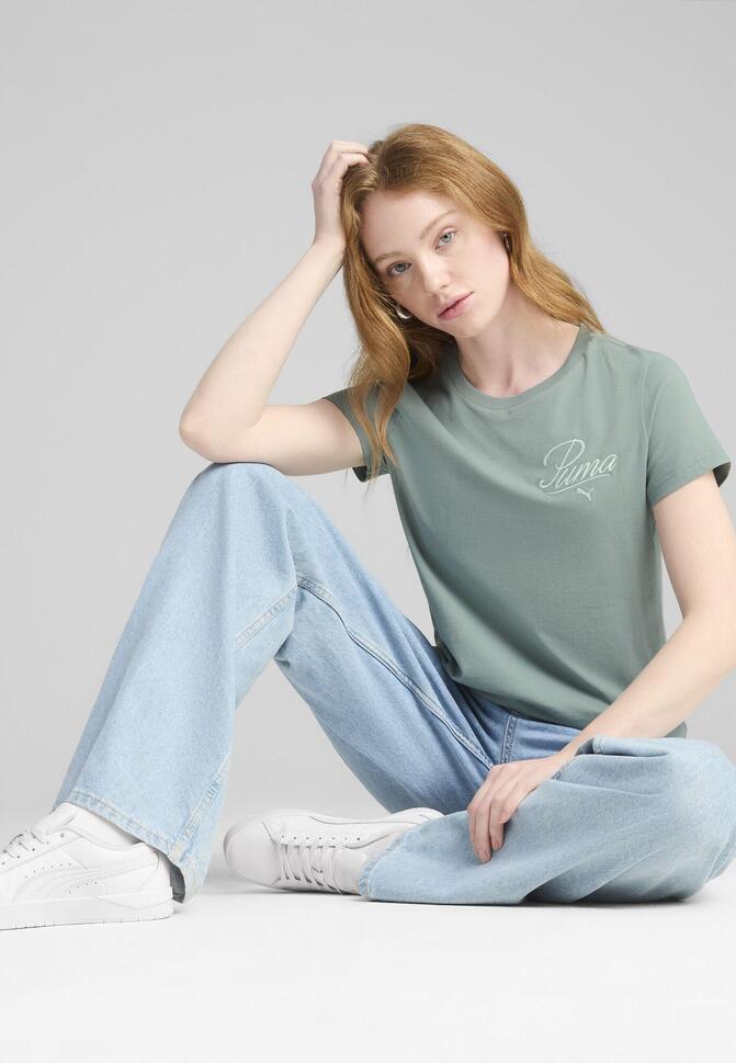 Damska koszulka ESS SCRIPT PUMA Green Moon