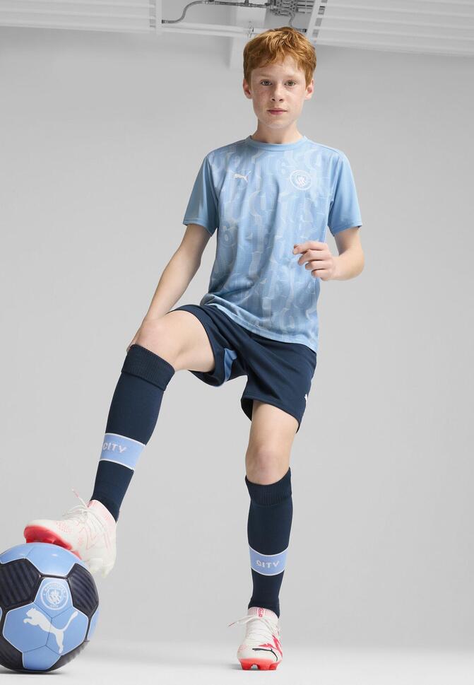 Młodzieżowa koszulka przedmeczowa z krótkim rękawem Manchester City PUMA