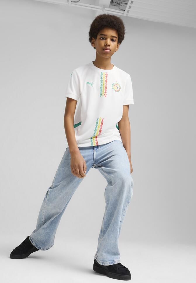 Młodzieżowa koszulka domowa Senegal 2025 PUMA White Sport Green