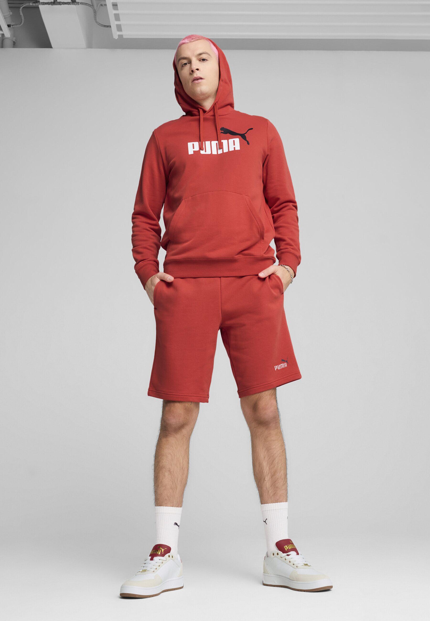 Felpa con cappuccio con logo Essentials bicolore N. 1 da uomo PUMA Red Fire 7/7