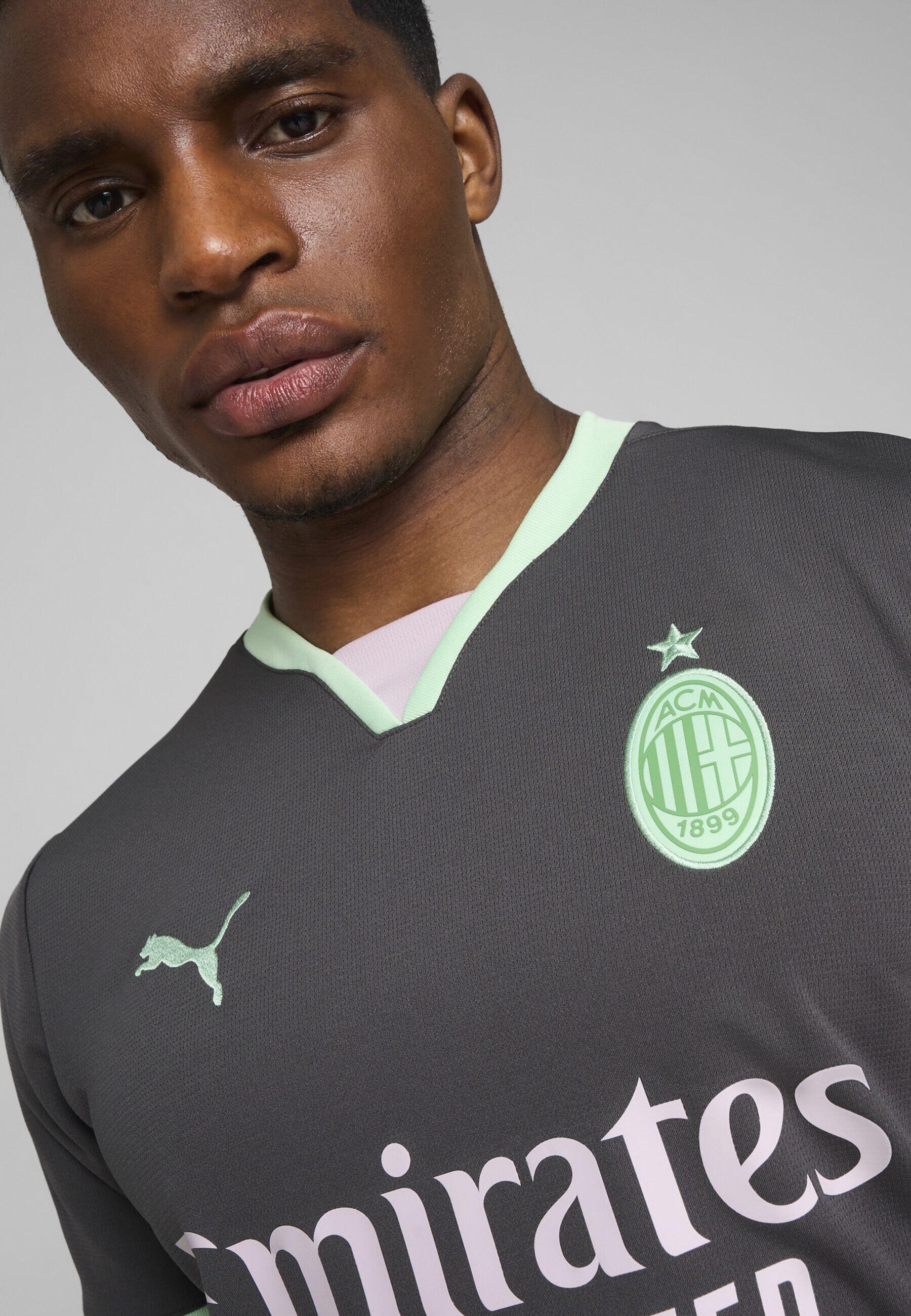 Ac milan 24/25 terceira camisola homem puma shadow gray fresh mint green