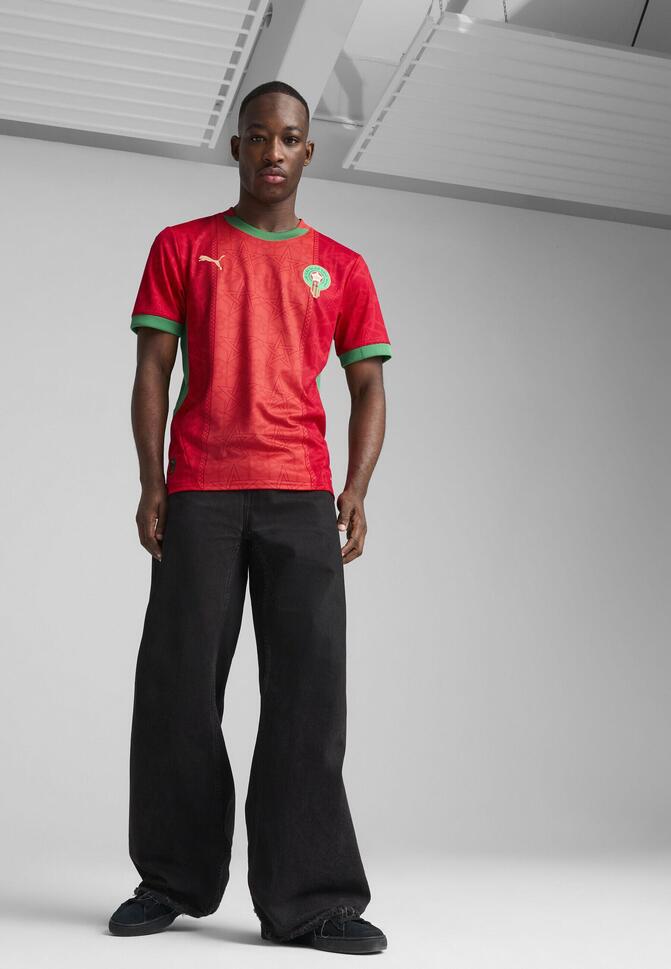 Męska koszulka domowa Maroko 2025 PUMA Red Archive Green