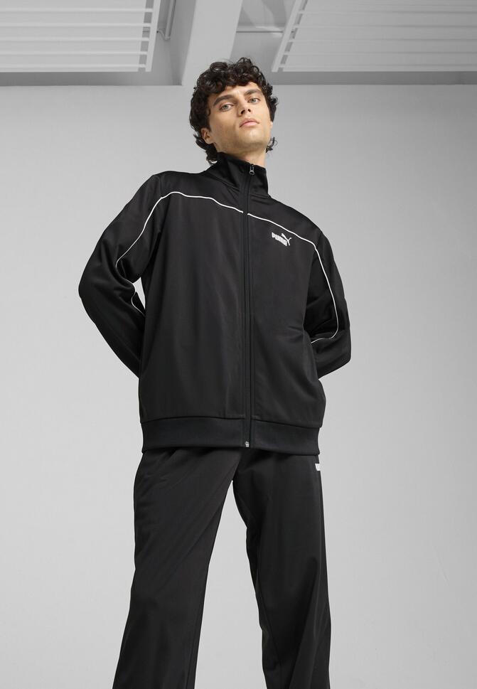 Męski dres z poliestru z wypustką PUMA Black thumbnail