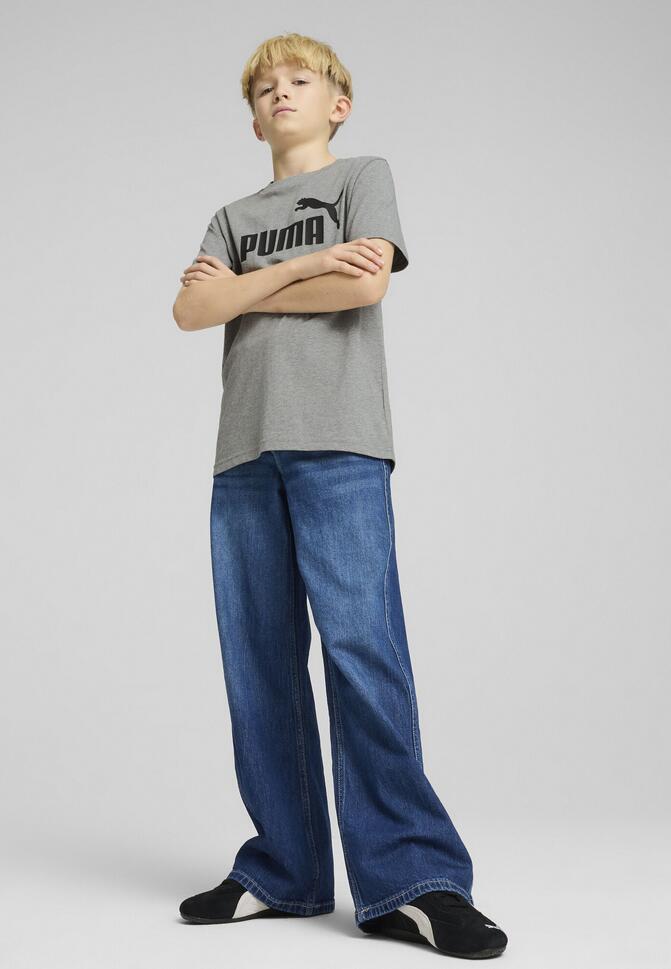 Młodzieżowa koszulka ESS z logo No. 1 PUMA Medium Gray Heather