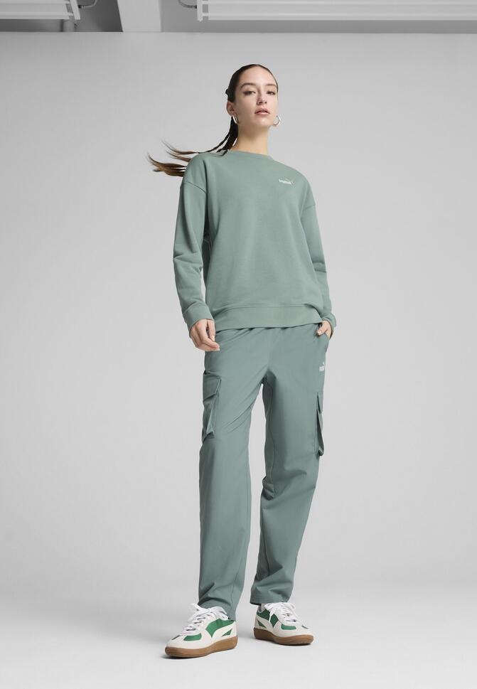 Damska luźna bluza z okrągłym dekoltem i małym logo No.1 ESS PUMA Green Moon thumbnail