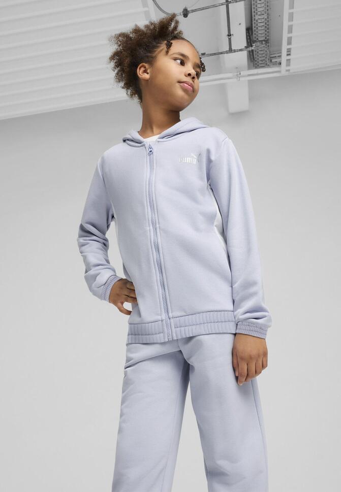 Młodzieżowy dres z kapturem i metalicznym wykończeniem PUMA Cool Weather Blue