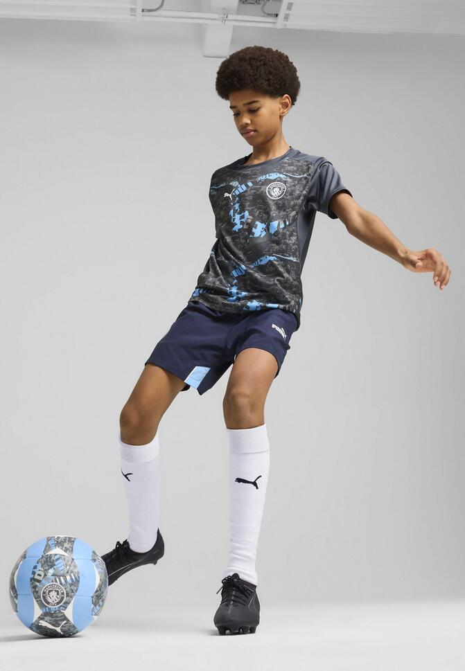 Młodzieżowa koszulka przedmeczowa Manchester City PUMA Strong Gray Cool Light