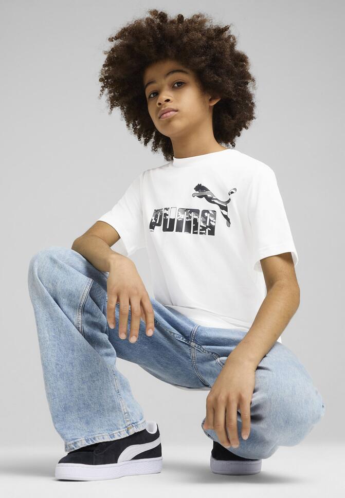 Młodzieżowa koszulka Essentials Camo PUMA White