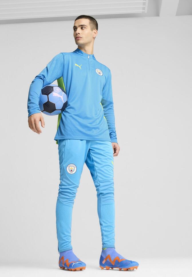 Męska bluza treningowa Manchester City z zamkiem 1/4 PUMA Magic Blue Yellow Glow