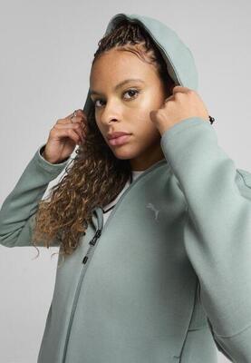 Evostripe hoodie met volledige rits voor dames puma green moon