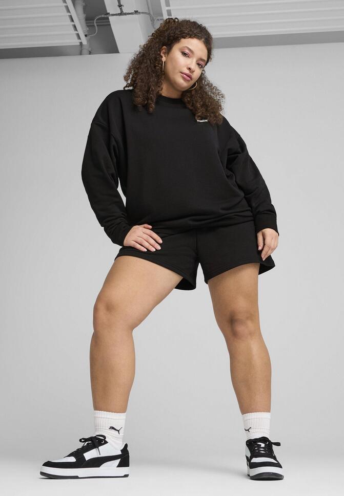 Damska luźna bluza z okrągłym dekoltem i małym logo No.1 ESS PUMA Black thumbnail