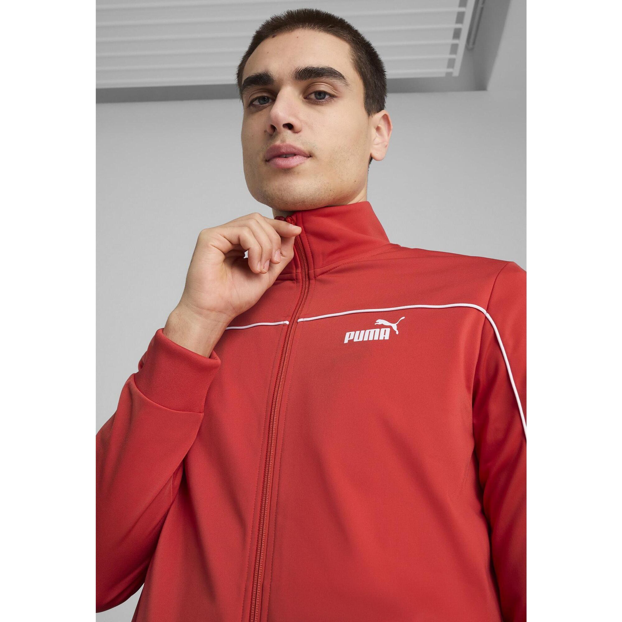 Męski dres z poliestru z wypustką PUMA Red Fire