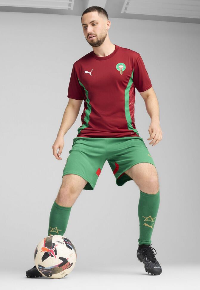 Męska koszulka przedmeczowa Maroko PUMA Intense Red Archive Green
