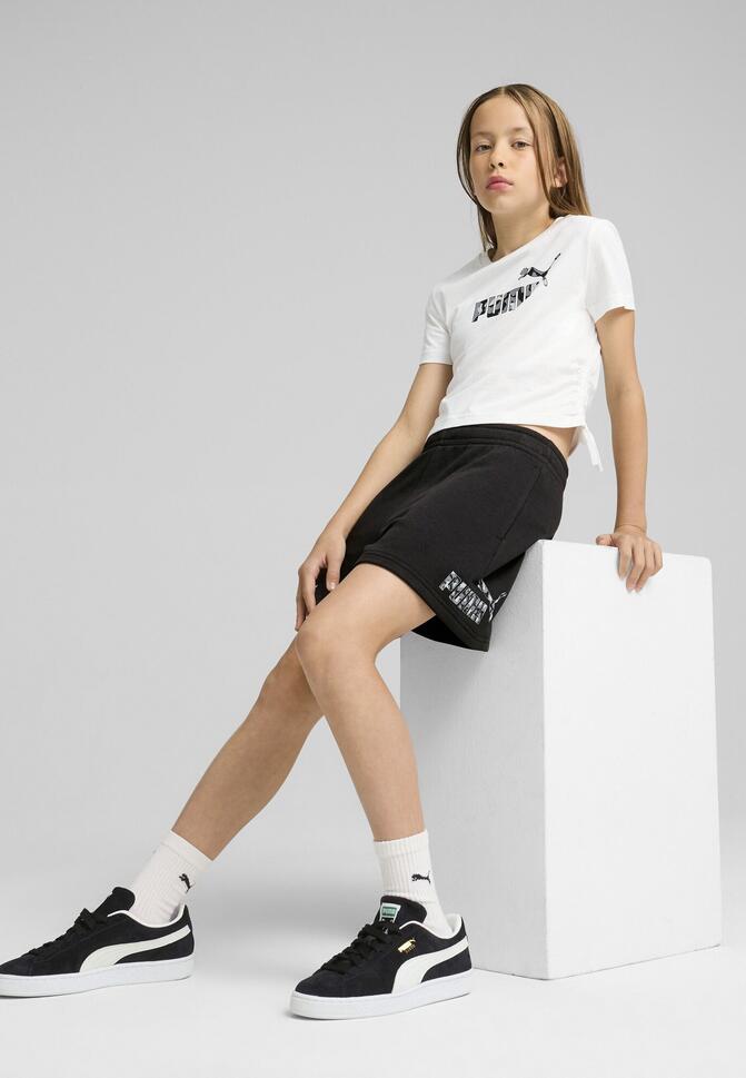 Młodzieżowa koszulka Essentials Animal Logo Infill z węzłem PUMA White