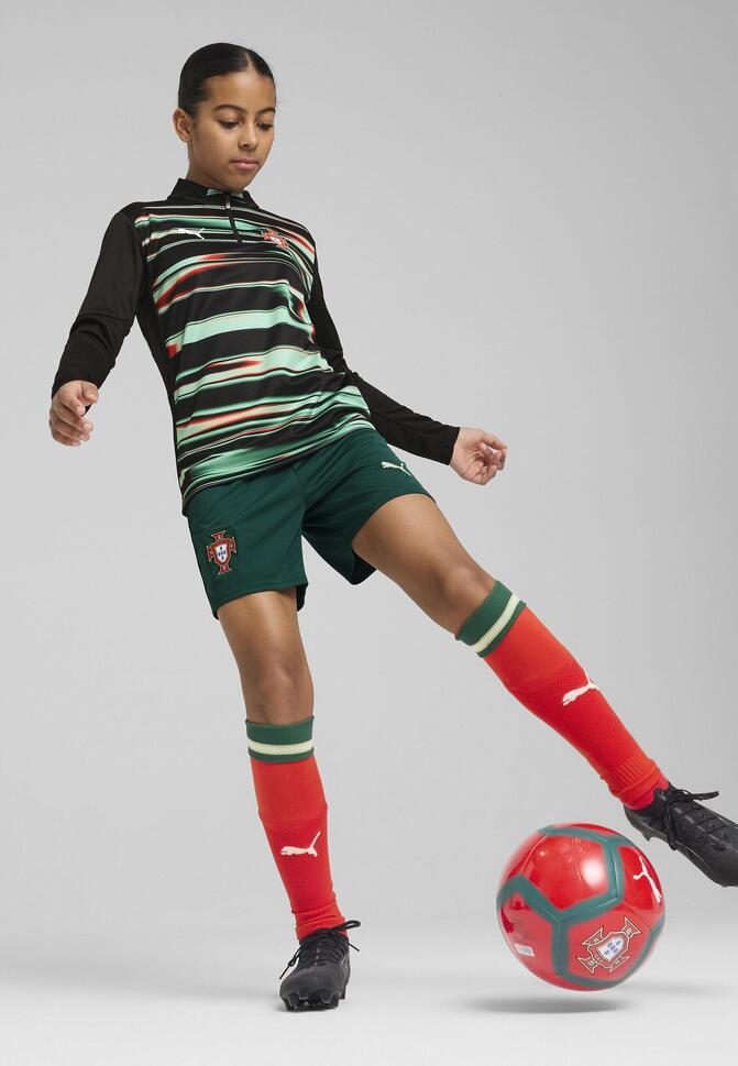 Młodzieżowa bluza przedmeczowa z zamkiem 1/4 Portugalia PUMA Black White