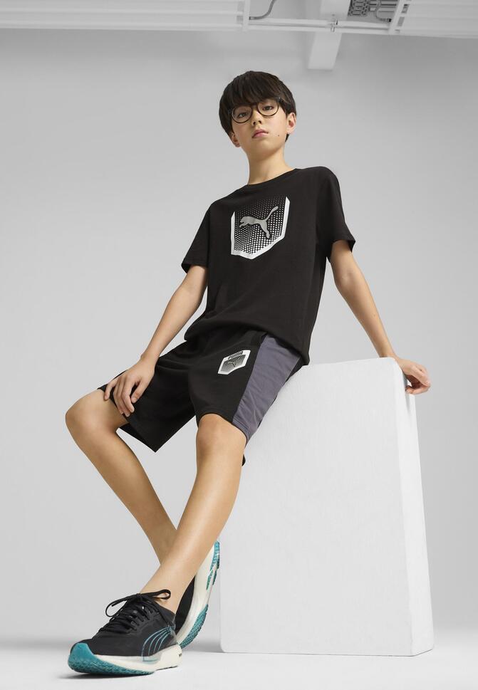 Młodzieżowe szorty dresowe Active Sports z grafiką PUMA Black