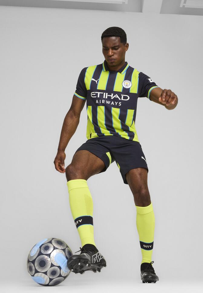 Męska koszulka wyjazdowa Manchester City 24/25 PUMA New Navy Yellow Glow Blue