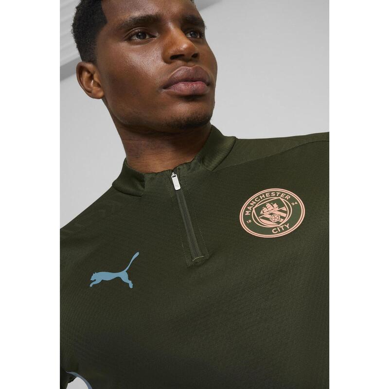 Męska bluza treningowa Manchester City z zamkiem 1/4 PUMA Myrtle Bold Blue Green