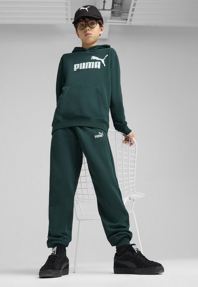 Młodzieżowe spodnie dresowe ESS z logo No. 1 PUMA Dark Myrtle Green