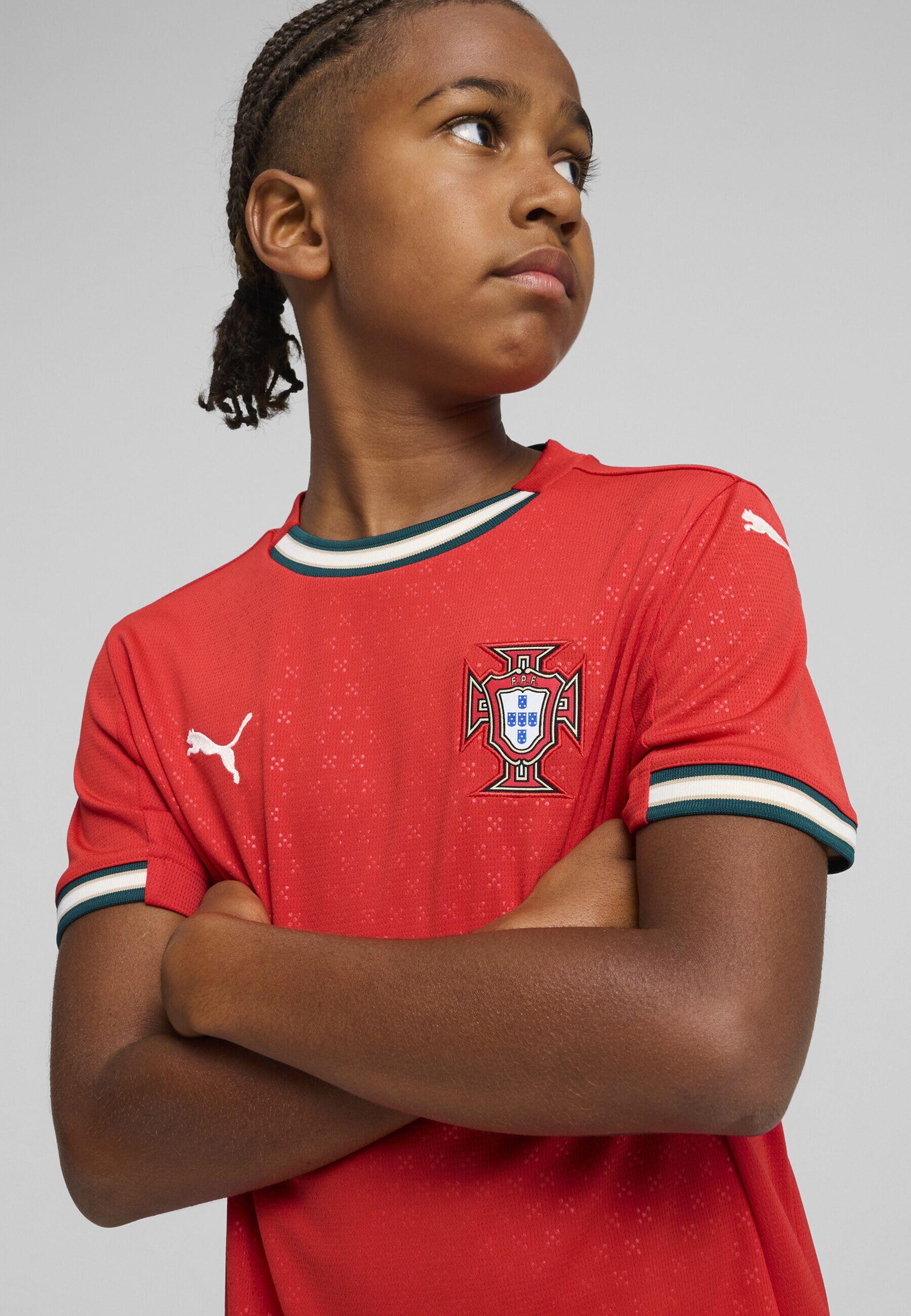 PUMA Maglia gara Home Portogallo 2025 per ragazzi PUMA Sport Red Sugared Almond Beige