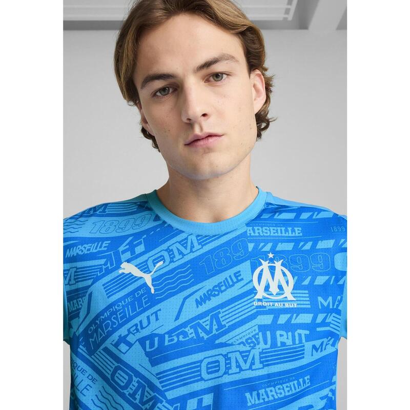 Olympique de Marseille Pre–match Jersey Men PUMA Bleu Azur Frosted Dew Blue