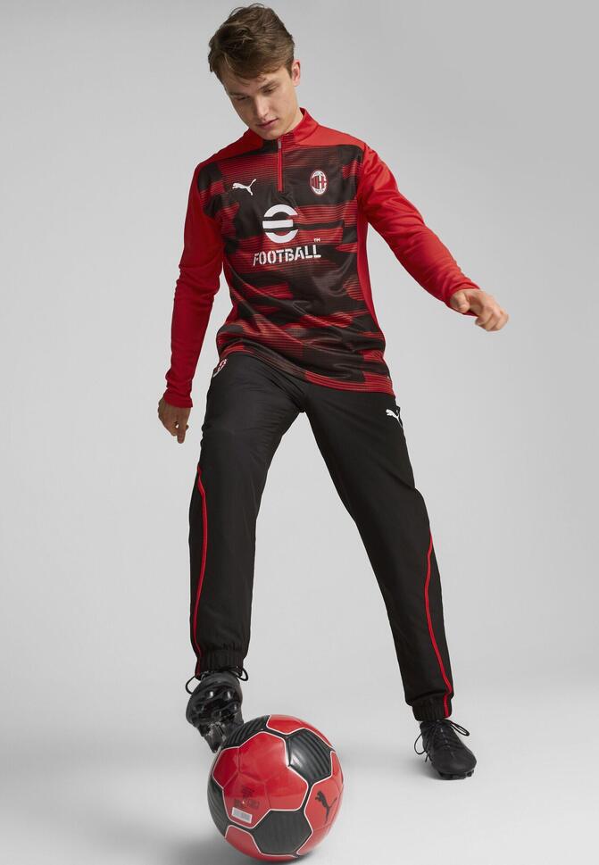 Męska bluza przedmeczowa z zamkiem 1/4 AC Milan PUMA For All Time Red Black