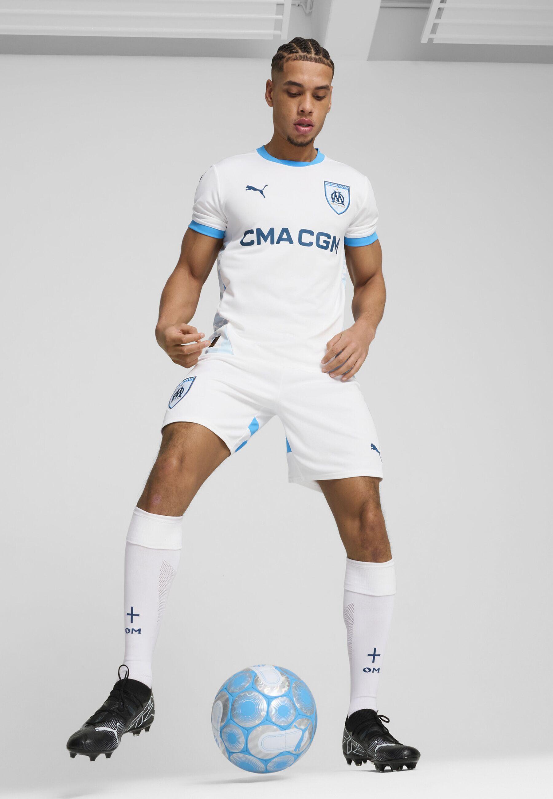 Pánský fotbalový dres Olympique de Marseille 24/25 PUMA White Bleu Azur Blue 2/7