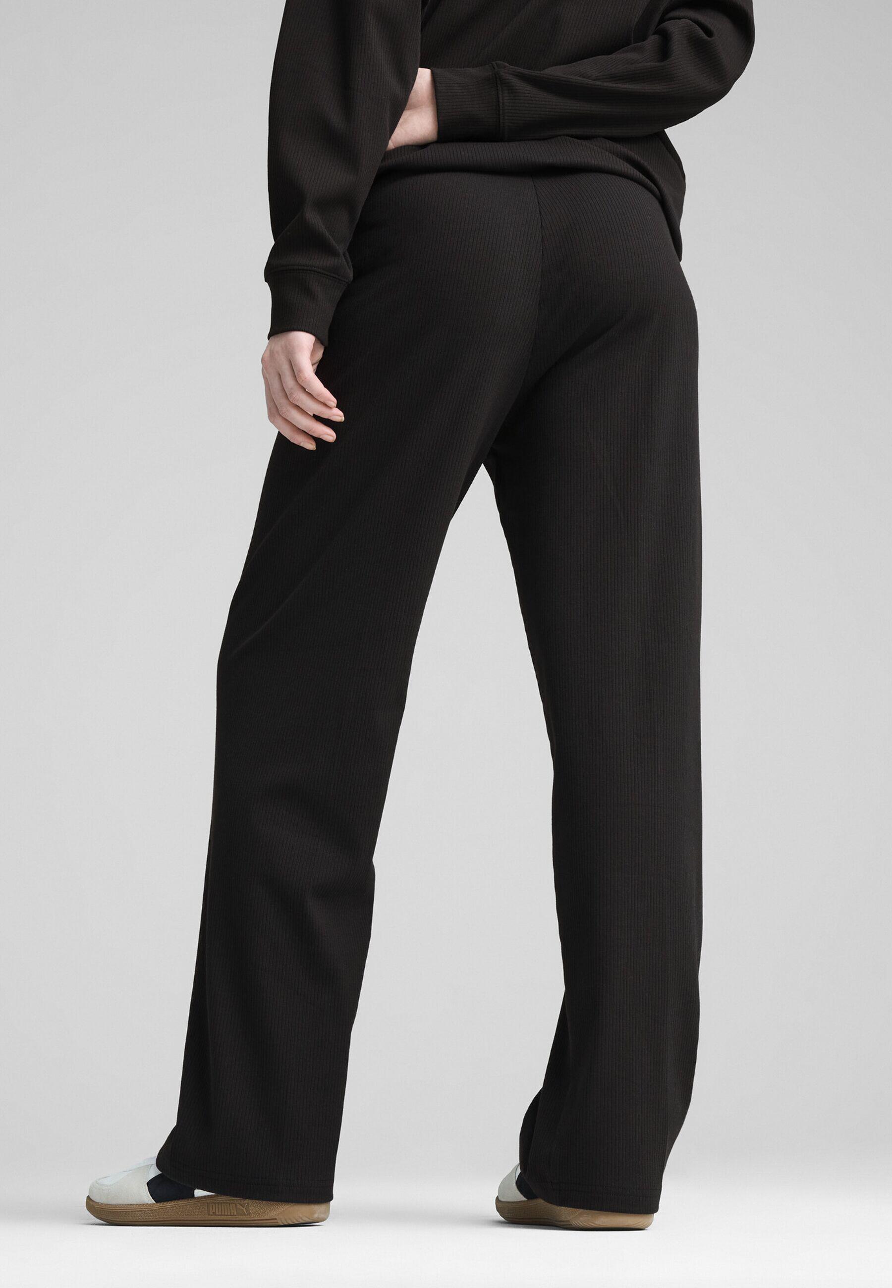 Pantalon droit côtelé à taille haute ESS ELEVATED Femme PUMA Black 6/7