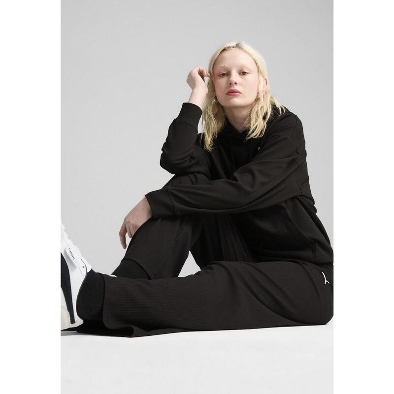 Damskie prążkowane spodnie ESS ELEVATED z wysokim stanem o prostym kroju PUMA