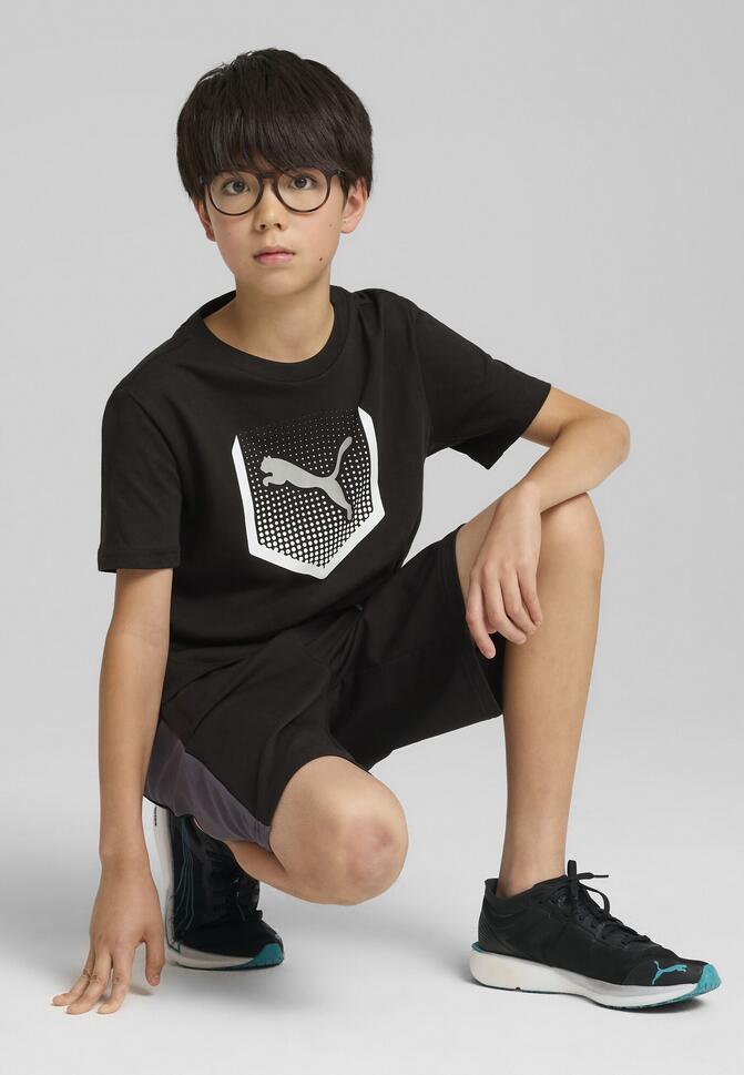 Młodzieżowa koszulka Active Sports z grafiką PUMA Black