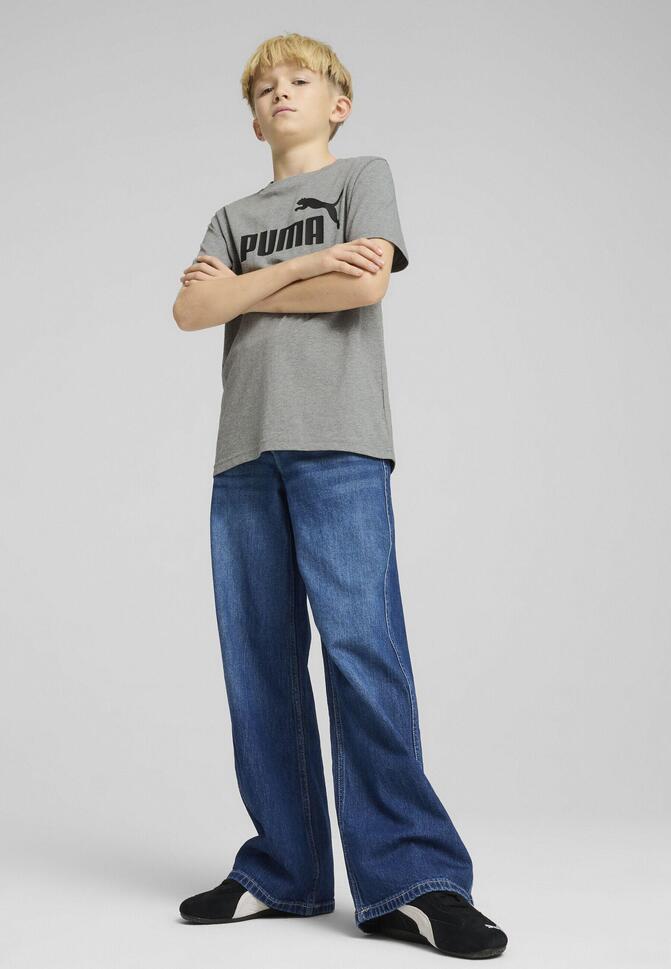 Młodzieżowa koszulka ESS z logo No. 1 PUMA Medium Gray Heather