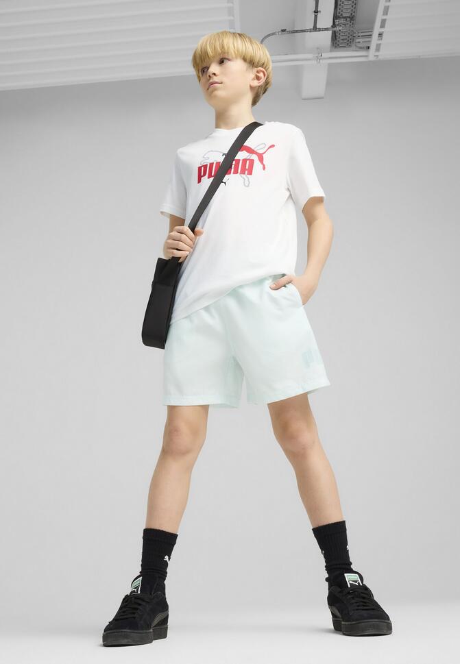Młodzieżowe tkane szorty Essentials Logo Lab Summer PUMA Peaceful Blue