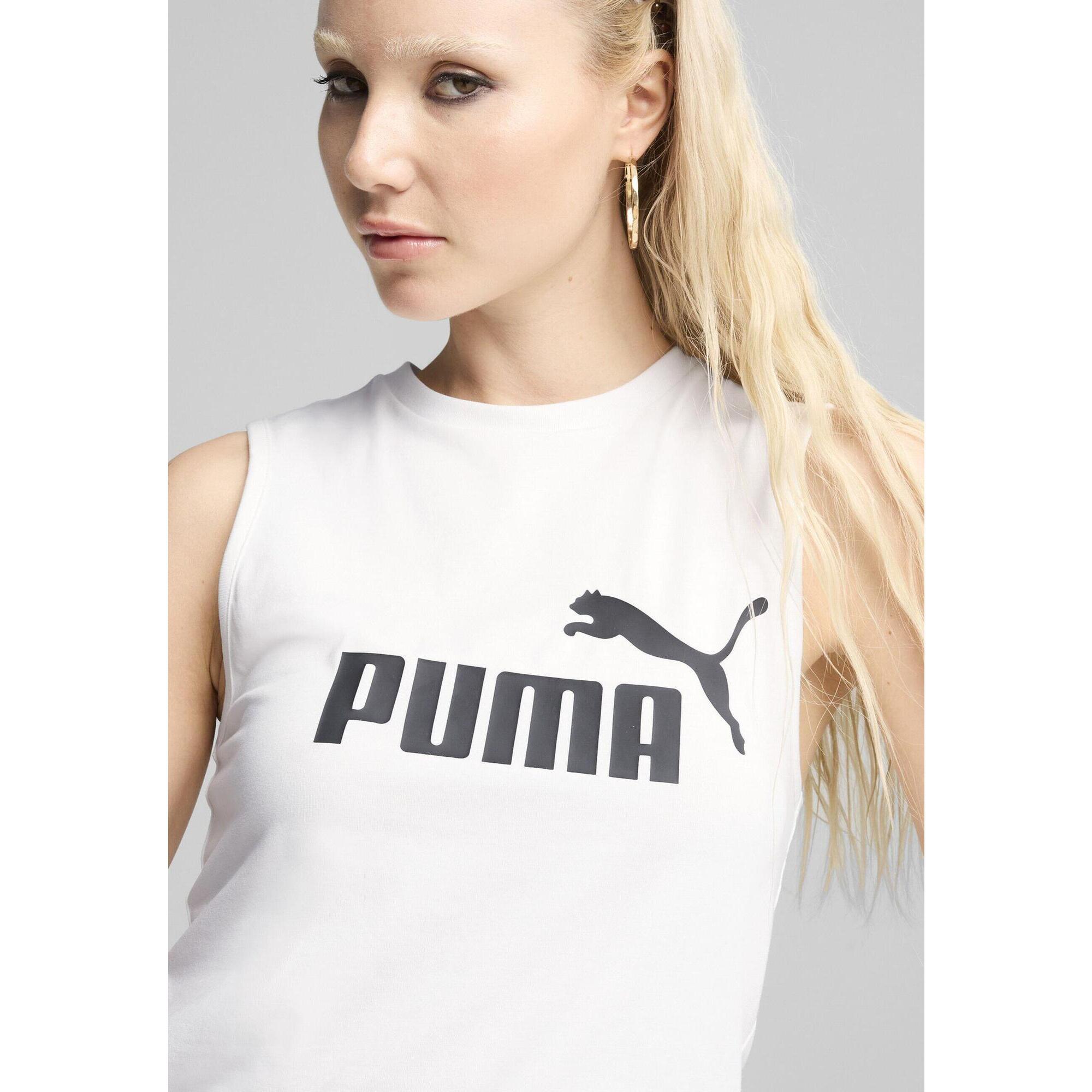 Damska wąska koszulka bez rękawów z logo No. 1 ESS PUMA White