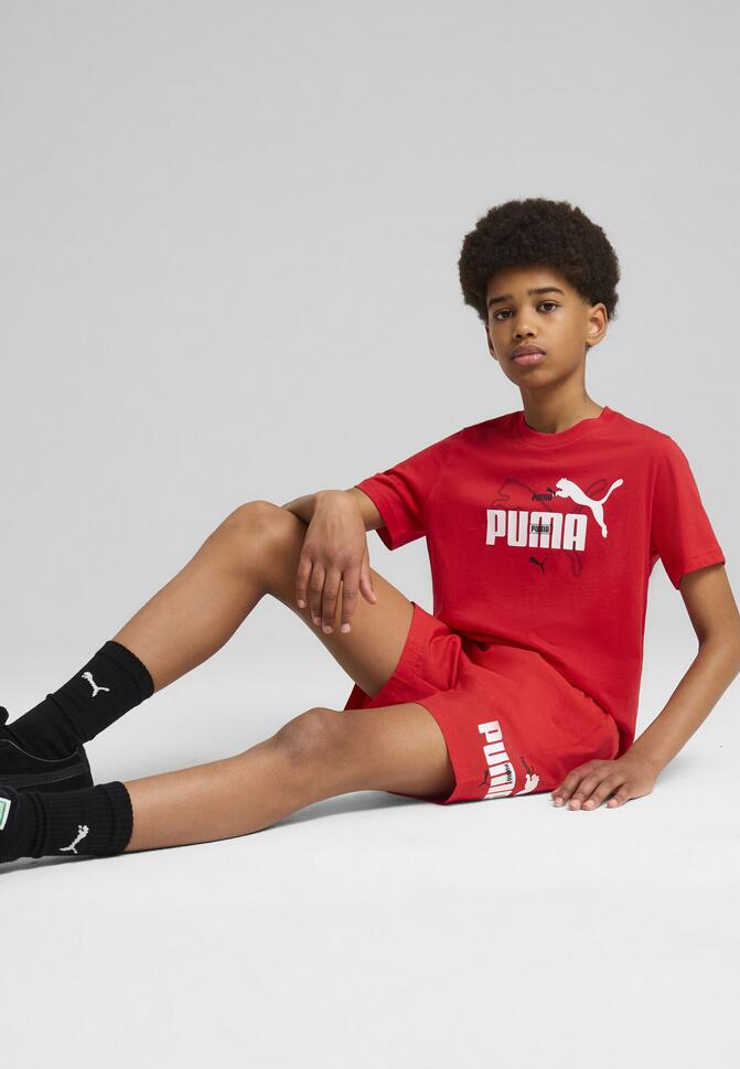 Młodzieżowa koszulka Essentials Logo Lab Summer PUMA For All Time Red