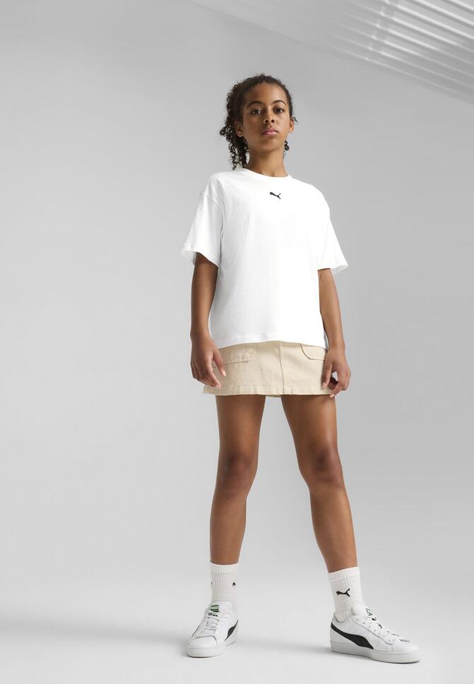 Młodzieżowa koszulka Essentials Boxy PUMA White