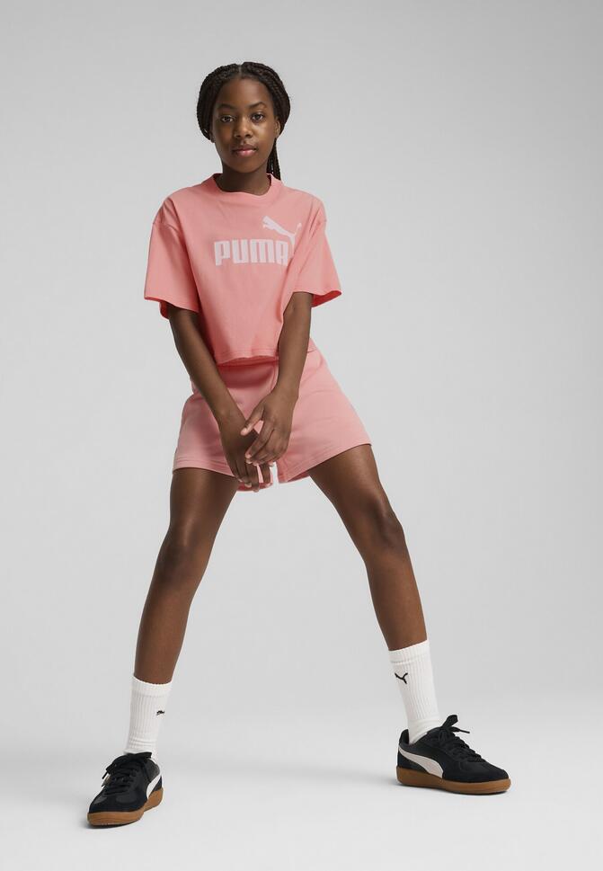Młodzieżowa koszulka ESS z logo No. 1 o krótkiej długości PUMA Pink Fruit