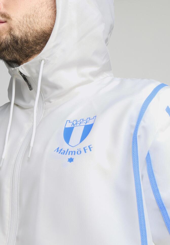 Męska tkana kurtka przedmeczowa Malmö FF PUMA White Team Light Blue