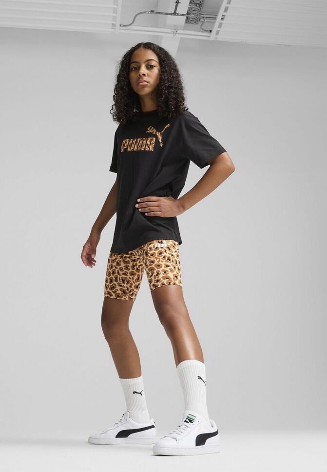 Młodzieżowe krótkie legginsy Essentials Animal PUMA Light Sand Beige