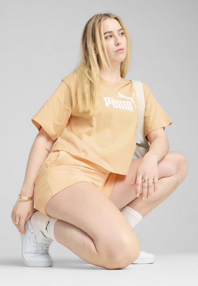 Damska luźna koszulka z logo NO.1 ESS Cropped PUMA Almost Apricot Orange