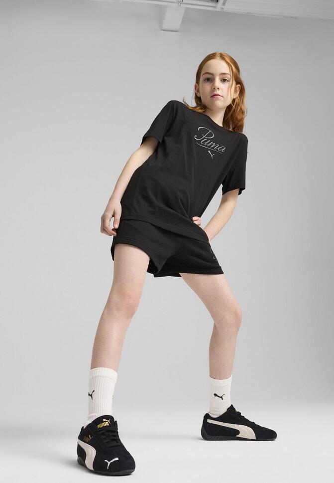 Młodzieżowe szorty Essentials Script PUMA Black
