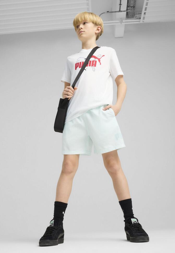 Młodzieżowe tkane szorty Essentials Logo Lab Summer PUMA Peaceful Blue