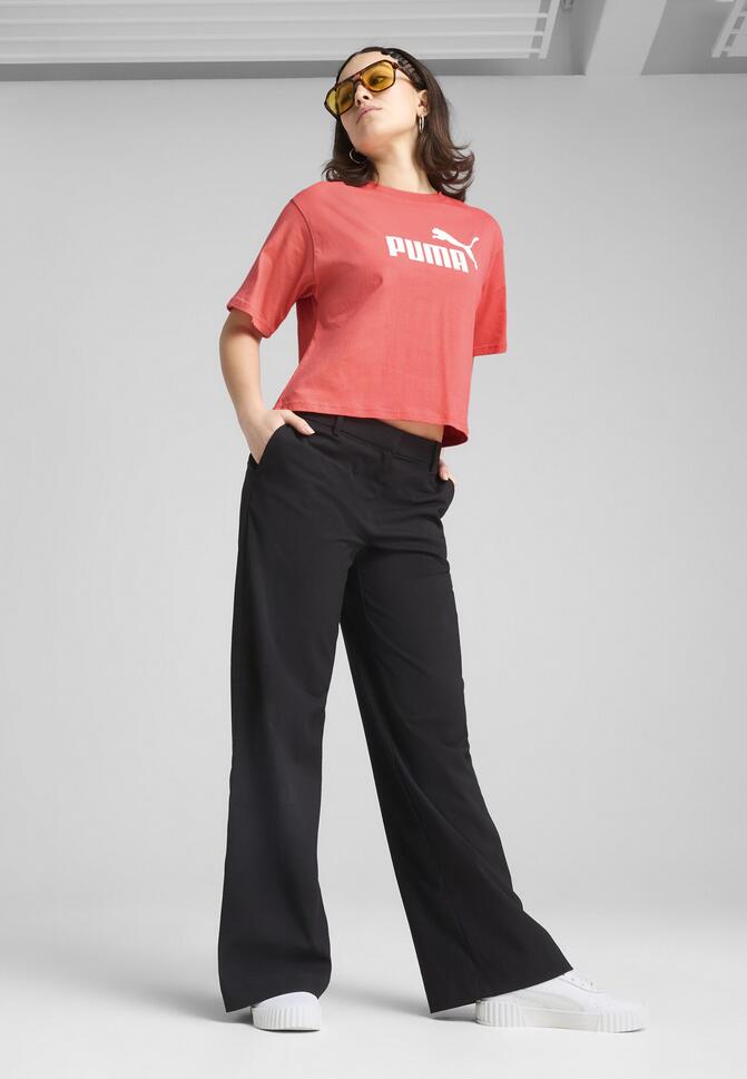 Damska luźna koszulka z logo NO.1 ESS Cropped PUMA Peach Frost Red