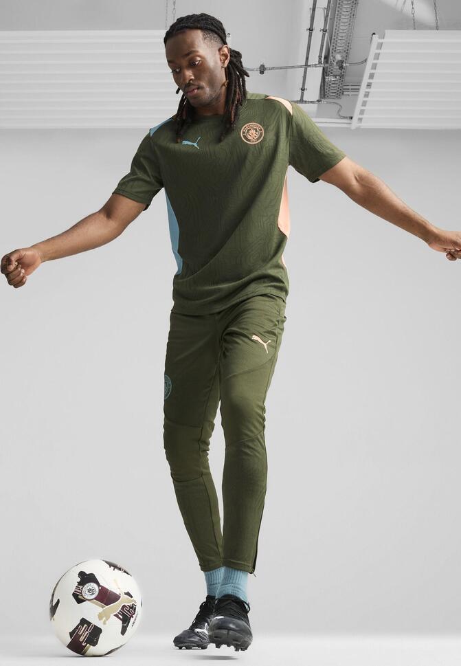 Męskie spodnie treningowe Manchester City PUMA Myrtle Bold Blue Green