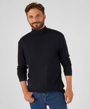 Tee-shirt fine côte thermique Thermolactyl - Noir