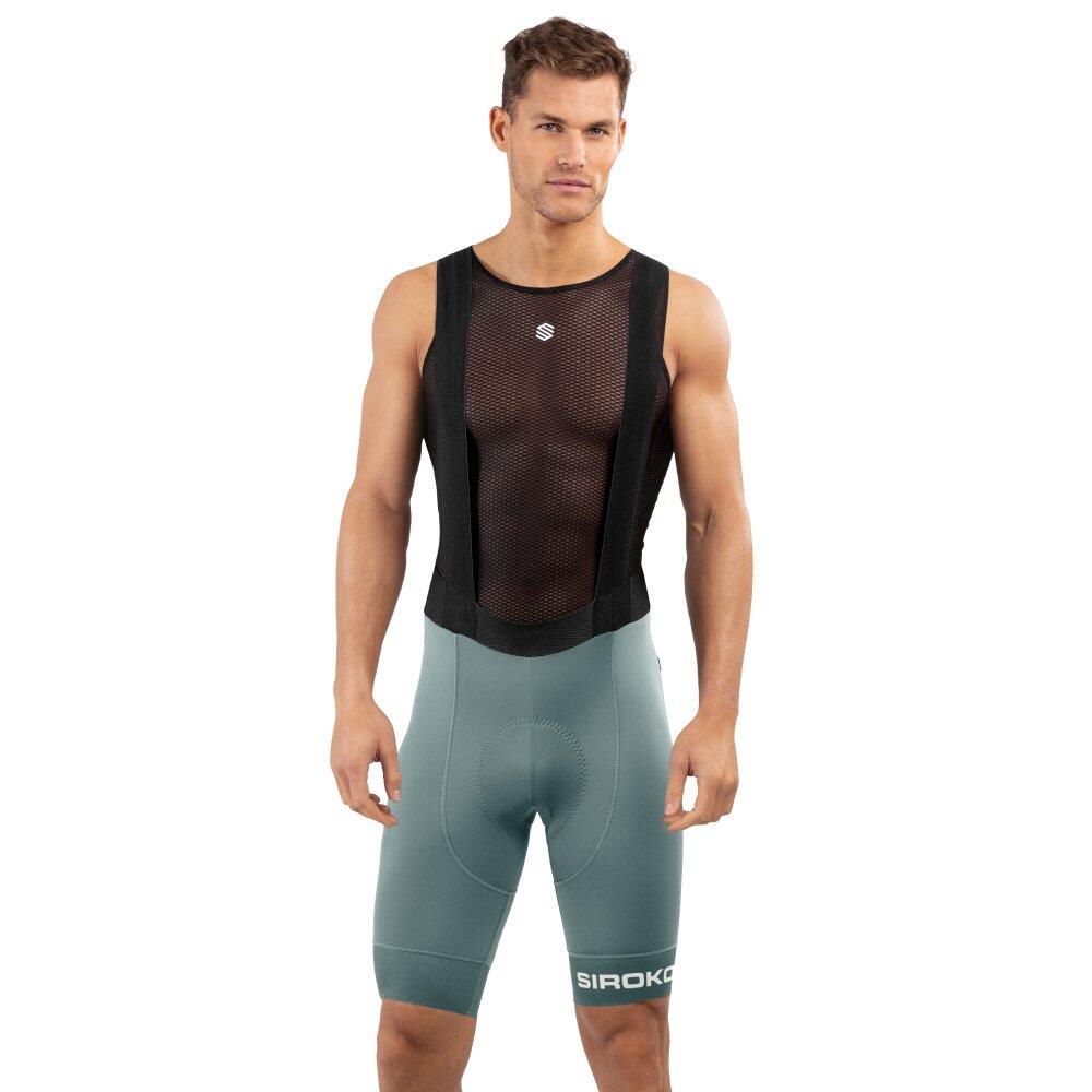 Calções ciclismo com alças para homem bx oberwald verde tropa