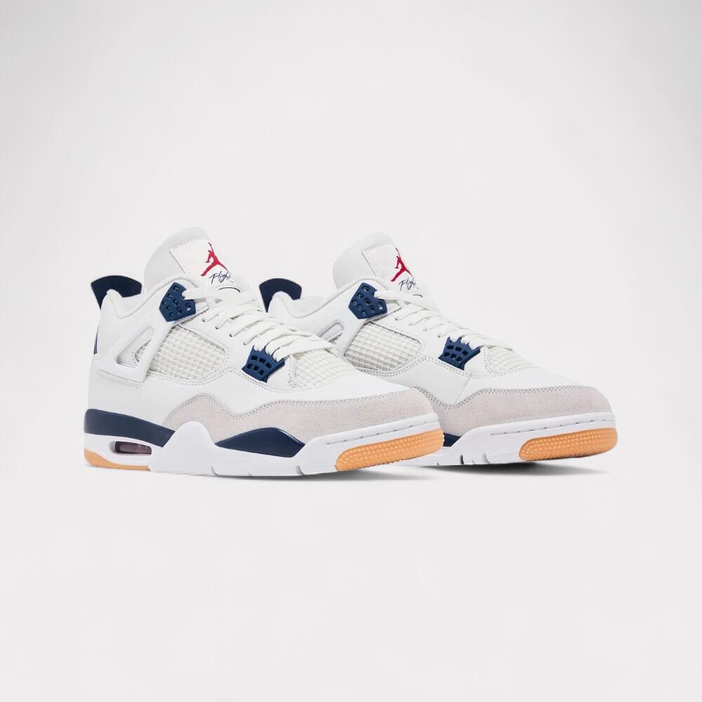 Unisex - schuhe - leder, sichtbare air - jordan 4 - weiß/blau 2/7