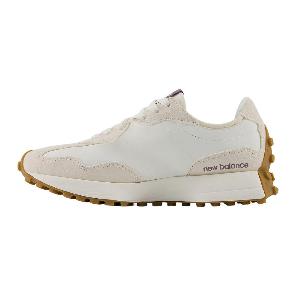 Zapatillas Blancas y Moradas New Balance 327 Linen con Sea Salt y Dark Ice Wine 2/5