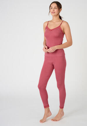 Legging long dentelle thermique Thermolactyl Sensitive - Rose