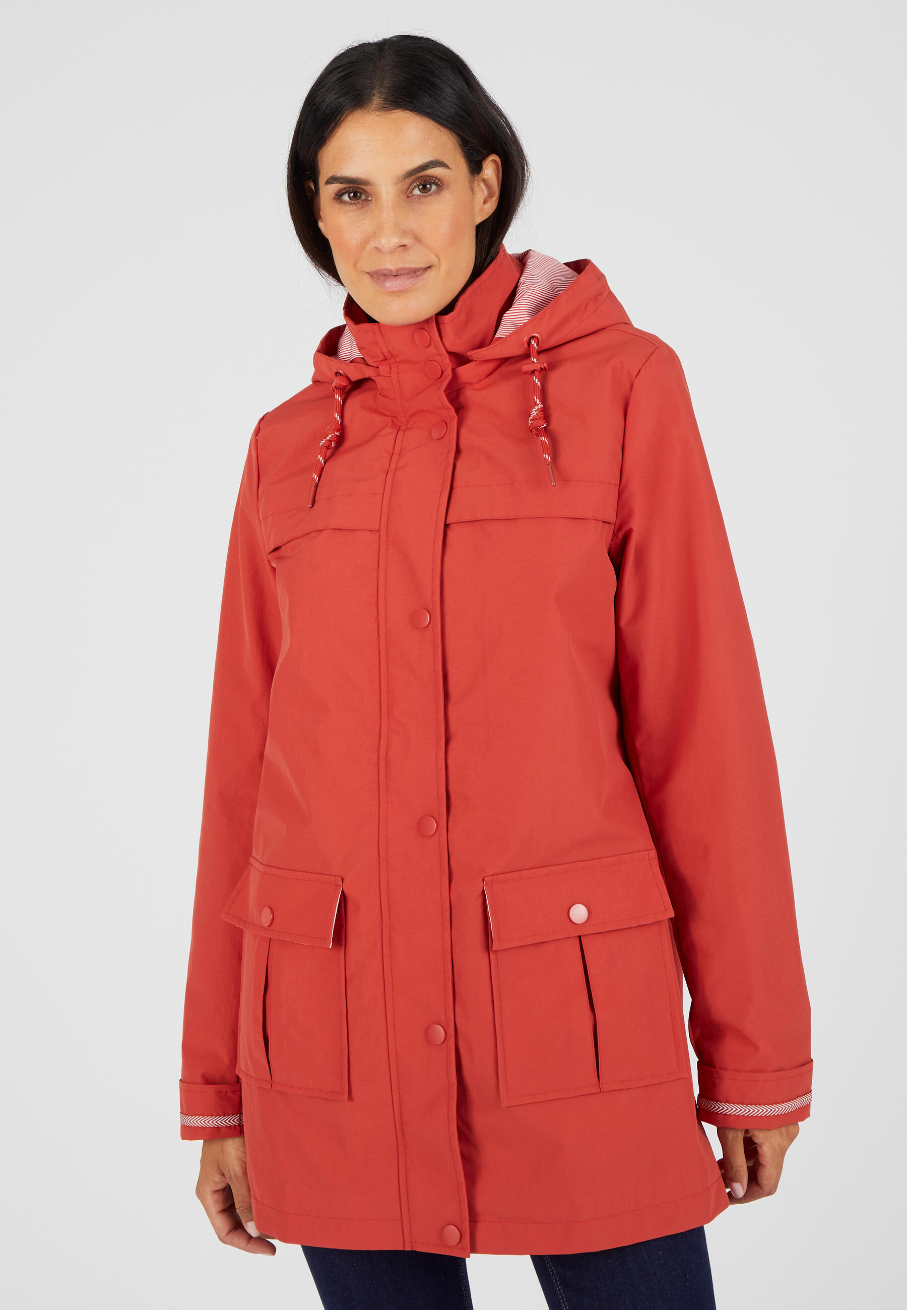 Parka de détente légère - Rouge - Capuche - Manches longues 4/5